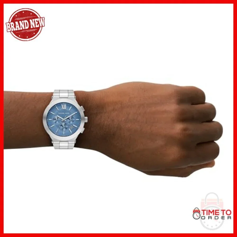 Men's Stainless Steel Chronograph Watch, 44mm Case, Quartz Movement, Water